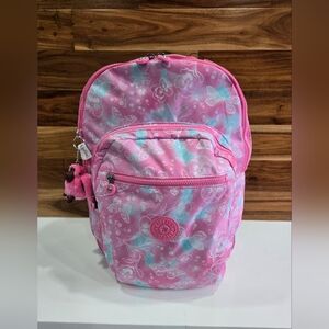 Kipling Backpack Large Pink Color Print Laptop Bookbag School NEW Seoul